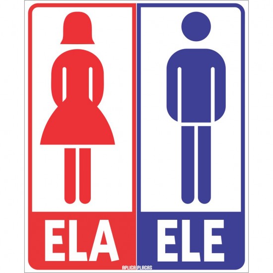 Placa Sinalização Banheiro Sanitário Feminino E Masculino